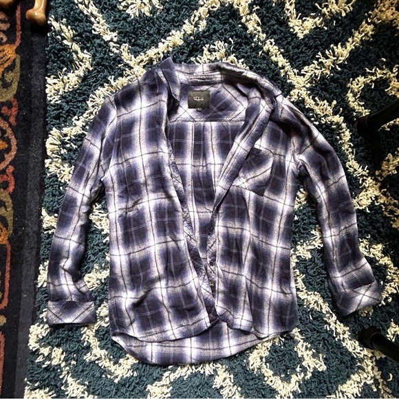 RAILS Hunter blue and white plaid Button-Up Shirt large - Picture 1 of 8
